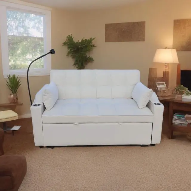 Alt view image 6 of 7 - Modern Velvet Loveseat Futon Sofa Couch W/Pullout Bed,Small Love Seat Lounge Sofa With Adjustable Reclining Backrest,Toss Pillows, Pockets,Furniture For Living Room,3 In 1 Convertible Sleeper Sofa Bed