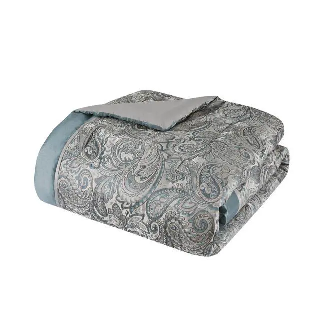 Alt view image 3 of 7 - 12 Piece Comforter Set with Cotton Bed Sheets Teal King