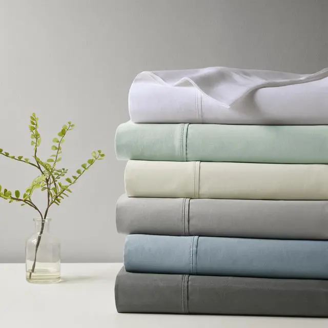 Alt view image 3 of 7 - 4-Piece Full HeiQ Smart Temperature Cotton Blend Sheet Set, Grey