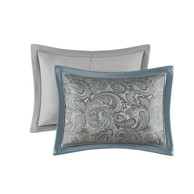 Alt view image 6 of 7 - 12 Piece Comforter Set with Cotton Bed Sheets Teal Cal King