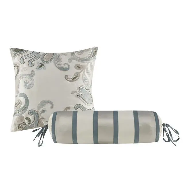 Alt view image 7 of 7 - 12 Piece Comforter Set with Cotton Bed Sheets Teal Cal King