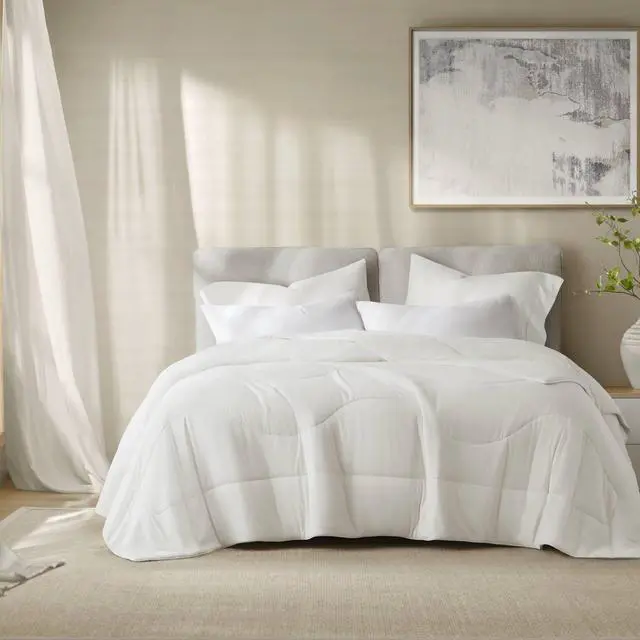 Alt view image 7 of 7 - 1-Piece Full/Queen Reversible Tencel Comforter Blanket,White