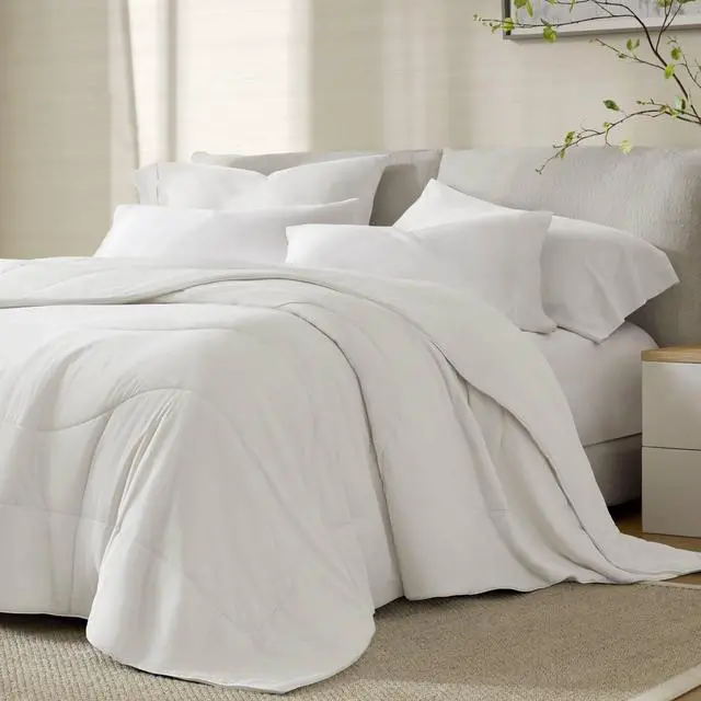 Alt view image 3 of 7 - 1-Piece Full/Queen Reversible Tencel Comforter Blanket,White