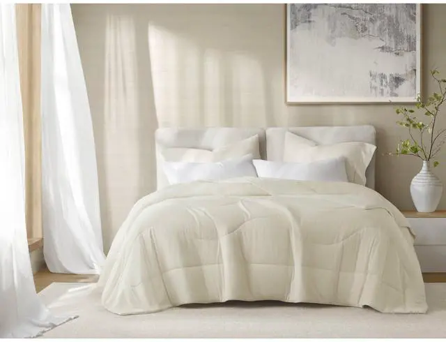 Alt view image 3 of 7 - 1-Piece Full/Queen Reversible Tencel Comforter Blanket,Ivory