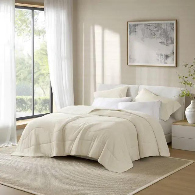 Main image of 1-Piece Full/Queen Reversible Tencel Comforter Blanket,Ivory