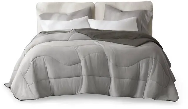 Alt view image 7 of 7 - 1-Piece Full/Queen Reversible Tencel Comforter Blanket,Gray