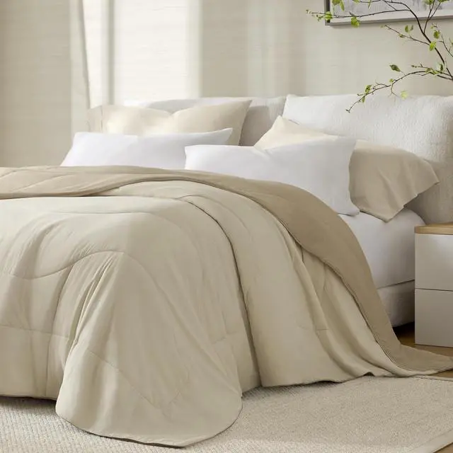Alt view image 4 of 7 - 1-Piece Full/Queen Reversible Tencel Comforter Blanket,Linen