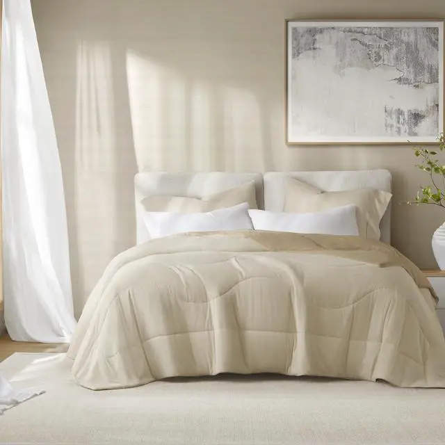 Alt view image 3 of 7 - 1-Piece Full/Queen Reversible Tencel Comforter Blanket,Linen