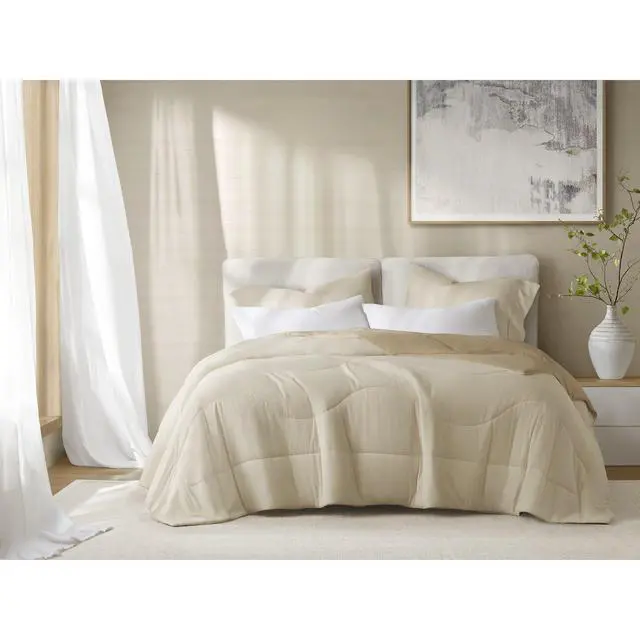 Alt view image 2 of 7 - 1-Piece Full/Queen Reversible Tencel Comforter Blanket,Linen