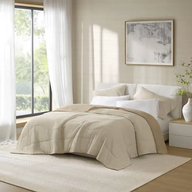 Main image of 1-Piece Full/Queen Reversible Tencel Comforter Blanket,Linen