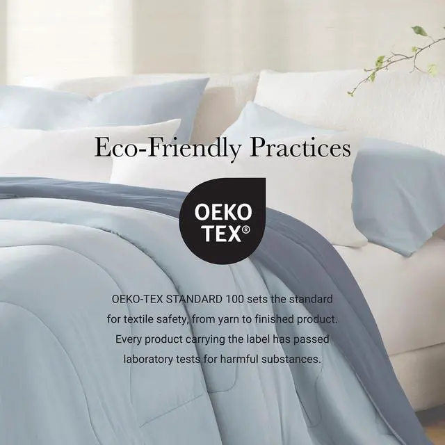 Alt view image 3 of 7 - 1-Piece King/Cal King Reversible Tencel Comforter Blanket,Blue