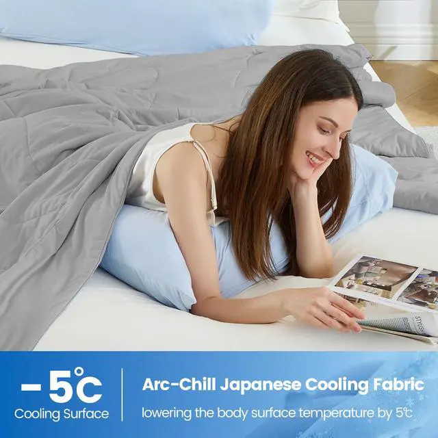 Alt view image 3 of 7 - 1-Piece 90x90" Cooling DA Comforter,Gray