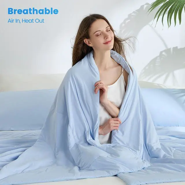 Alt view image 6 of 7 - 1-Piece 60x90" Cooling DA Comforter,Ice Blue