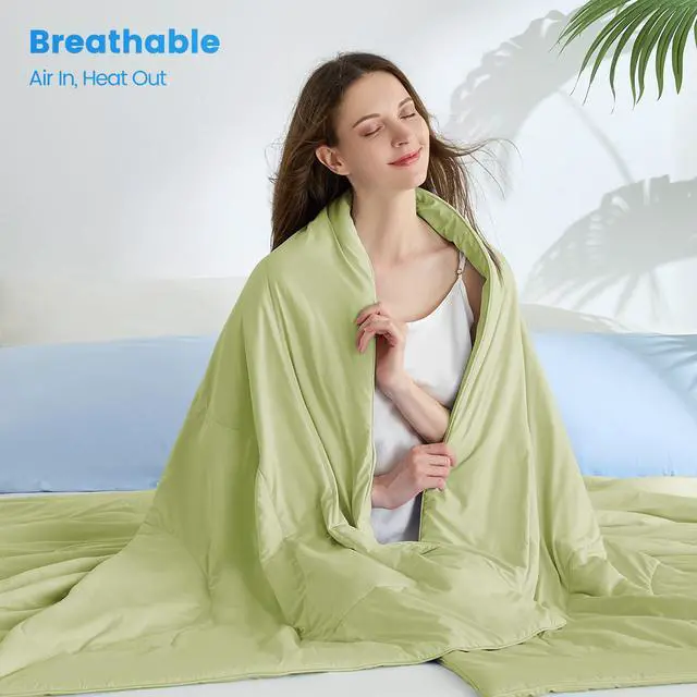 Alt view image 3 of 7 - 1-Piece 60x90" Cooling DA Comforter,Sage