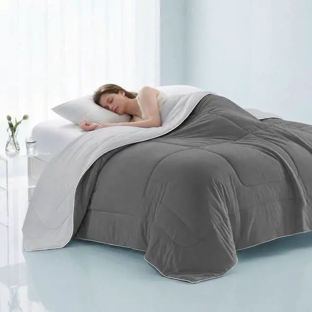 Alt view image 2 of 7 - 1 Piece Full/Queen Down Alternative Comforter,Grey