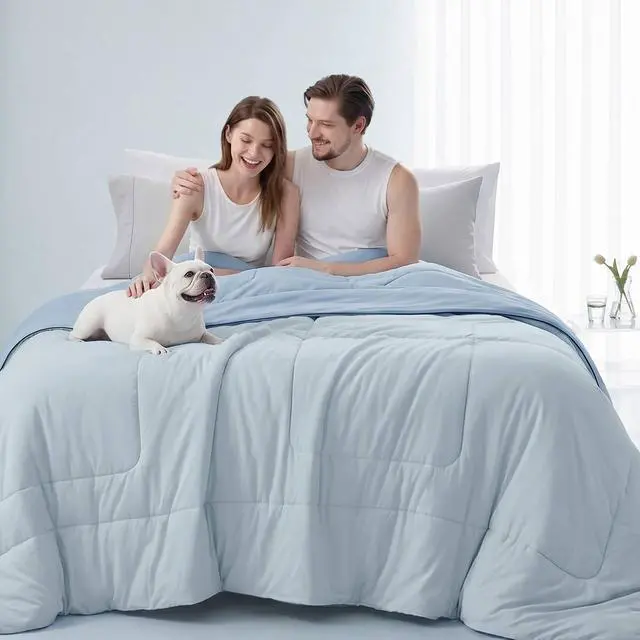 Alt view image 4 of 7 - 1 Piece Twin Down Alternative Comforter,Light Blue