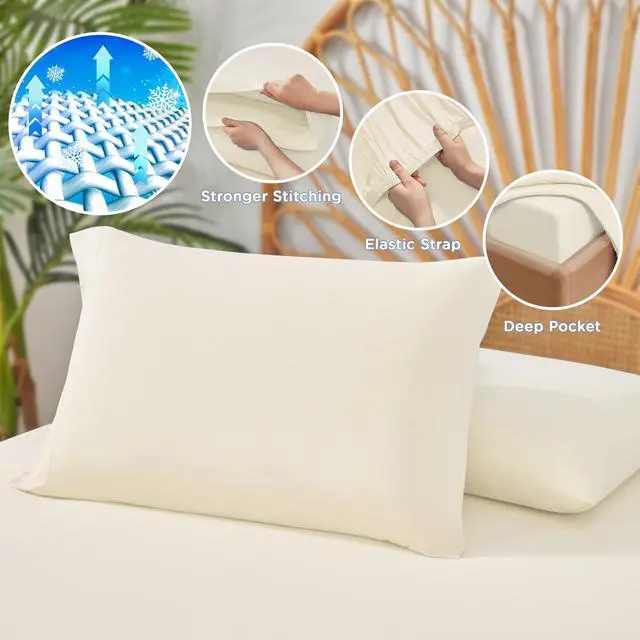 Alt view image 6 of 7 - 2-Piece Twin Cooling 3pc Sheet Set,Ivory