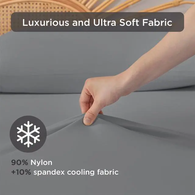 Alt view image 4 of 7 - 3-Piece King Cooling 3pc Sheet Set,Gray