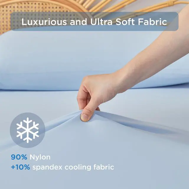 Alt view image 3 of 7 - 2-Piece Twin Cooling 3pc Sheet Set,Ice Blue