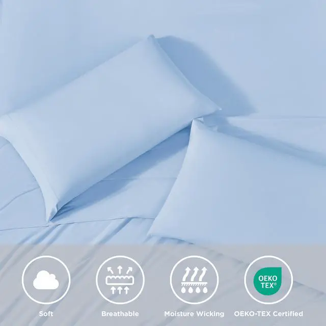 Alt view image 7 of 7 - 2-Piece Twin Cooling 3pc Sheet Set,Ice Blue