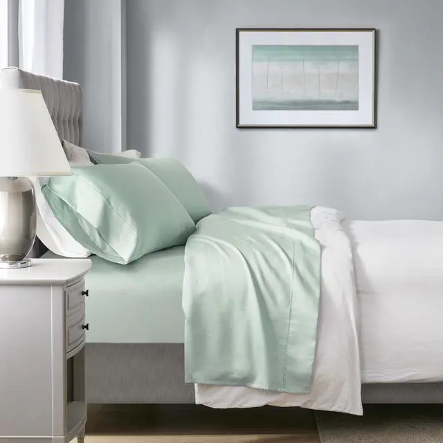 Main image of 4-Piece King HeiQ Smart Temperature Cotton Blend Sheet Set, Seaform
