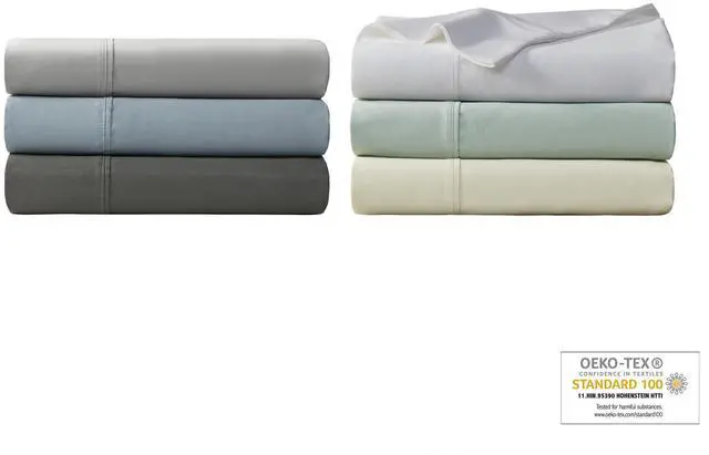 Alt view image 2 of 7 - 4-Piece Cal King HeiQ Smart Temperature Cotton Blend Sheet Set, Charcoal