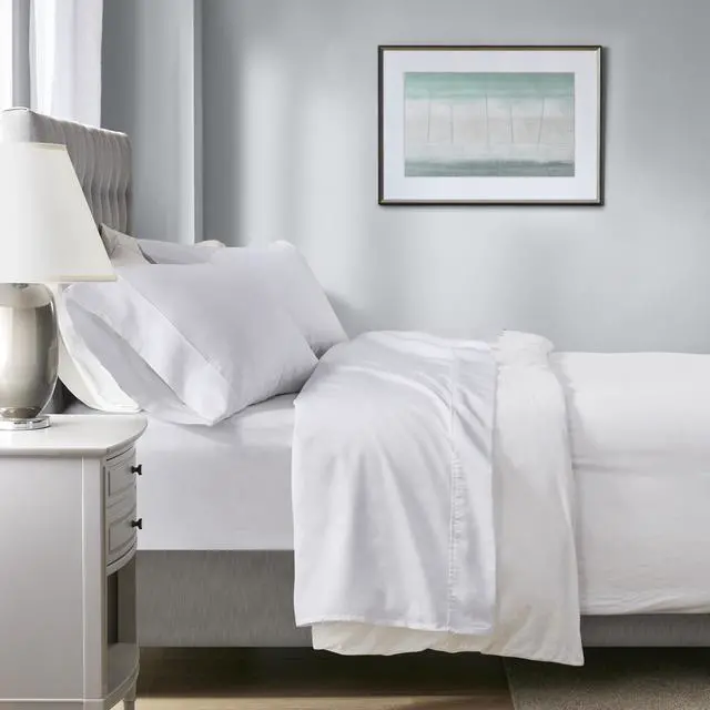 Main image of 4-Piece King HeiQ Smart Temperature Cotton Blend Sheet Set, White
