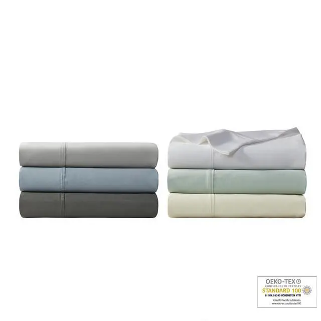 Alt view image 3 of 7 - 4-Piece King HeiQ Smart Temperature Cotton Blend Sheet Set, White