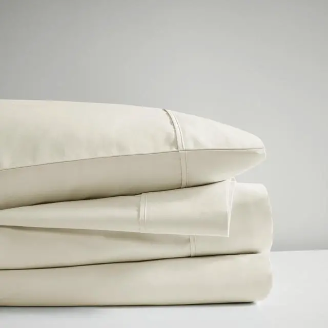 Alt view image 4 of 7 - 4-Piece Full HeiQ Smart Temperature Cotton Blend Sheet Set, Ivory