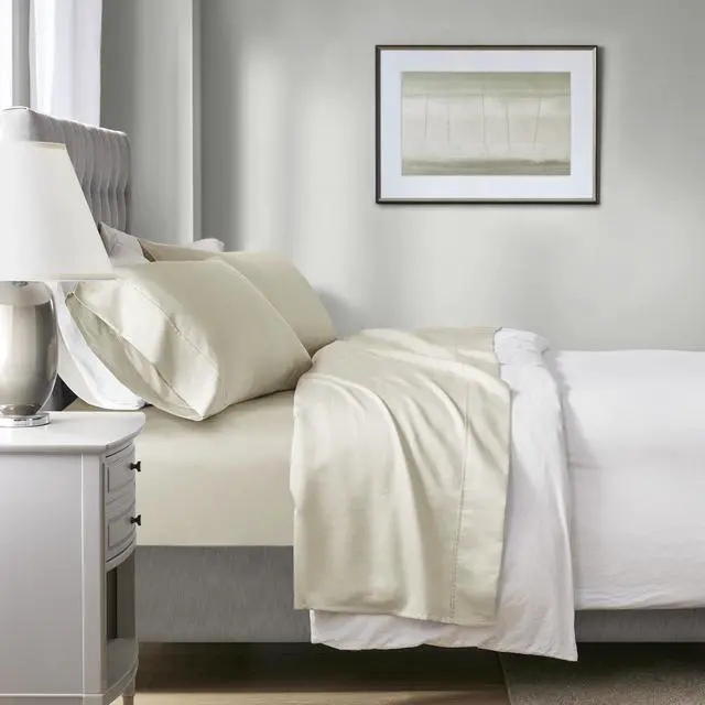 Main image of 4-Piece Full HeiQ Smart Temperature Cotton Blend Sheet Set, Ivory