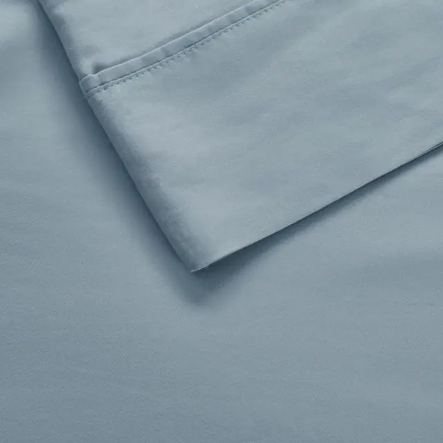Alt view image 5 of 7 - 4-Piece Full HeiQ Smart Temperature Cotton Blend Sheet Set, Blue