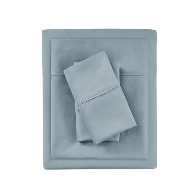 Alt view image 7 of 7 - 4-Piece Full HeiQ Smart Temperature Cotton Blend Sheet Set, Blue