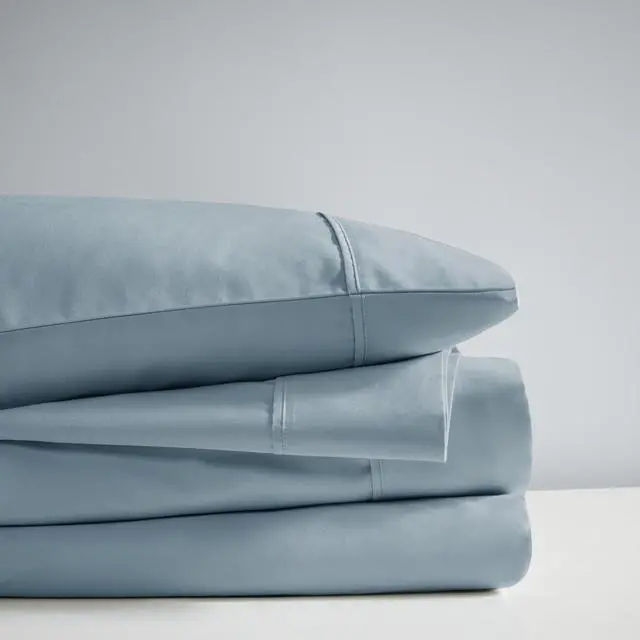 Alt view image 3 of 7 - 4-Piece Full HeiQ Smart Temperature Cotton Blend Sheet Set, Blue