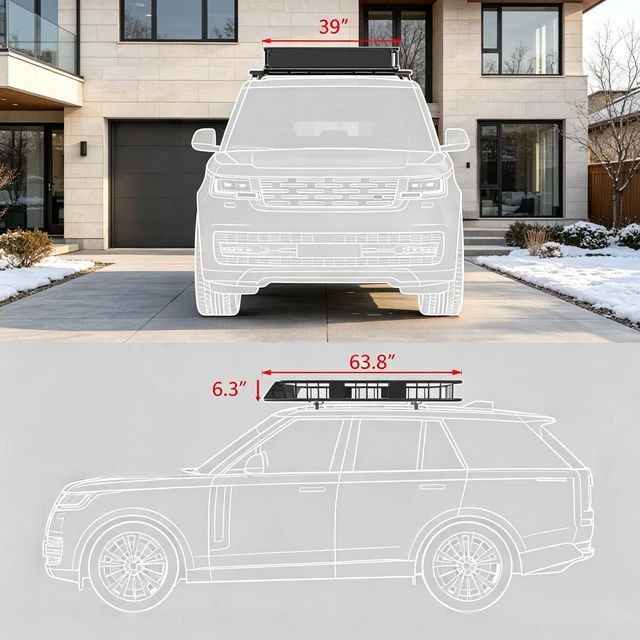 Alt view image 3 of 7 - Adjustable Universal Car Roof Rack Cargo Carrier, Adjustable Car Roof Cargo Carrier Aerodynamic Universal Rack Basket