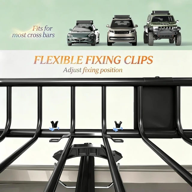 Alt view image 6 of 7 - Adjustable Universal Car Roof Rack Cargo Carrier, Adjustable Car Roof Cargo Carrier Aerodynamic Universal Rack Basket