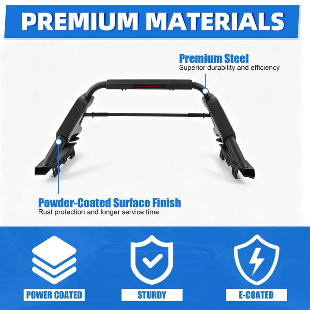 Alt view image 3 of 7 - Heavy Duty Adjustable Truck Bed Chase Rack Roll Bar, Universal Sport Roll Bar Compatible with Ram Silverado Sierra