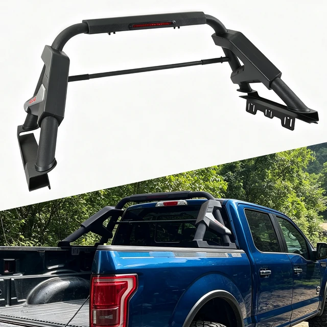 Alt view image 4 of 7 - Heavy Duty Adjustable Truck Bed Chase Rack Roll Bar, Universal Sport Roll Bar Compatible with Ram Silverado Sierra