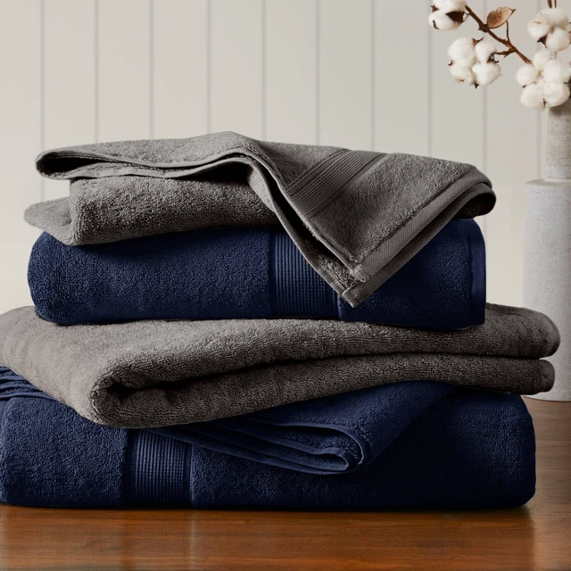 Alt view image 4 of 7 - 8 Piece Ultra Soft Cotton Absorbent Towel Set, Charcoal, Accessories