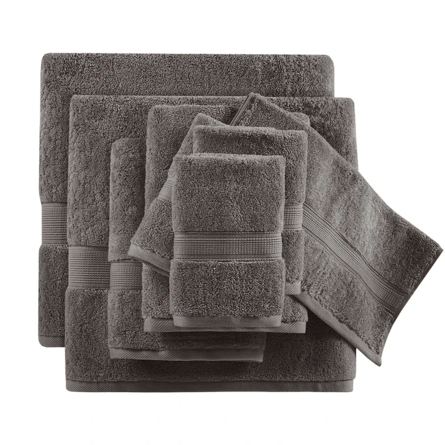 Alt view image 3 of 7 - 8 Piece Ultra Soft Cotton Absorbent Towel Set, Charcoal, Accessories