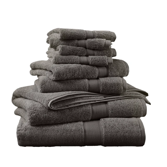 Alt view image 2 of 7 - 8 Piece Ultra Soft Cotton Absorbent Towel Set, Charcoal, Accessories