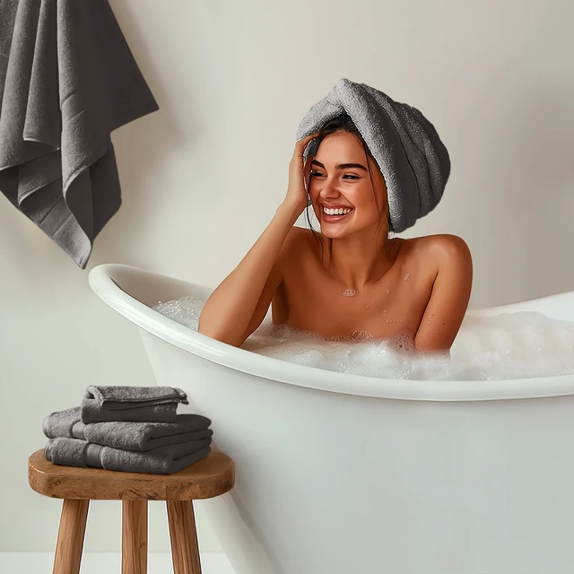 Alt view image 5 of 7 - 8 Piece Ultra Soft Cotton Absorbent Towel Set, Charcoal, Accessories