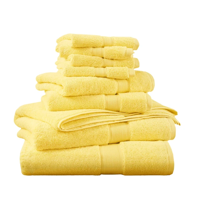 Alt view image 2 of 7 - 8 Piece Ultra Soft Cotton Absorbent Towel Set, Marigold, Yellow, Accessories