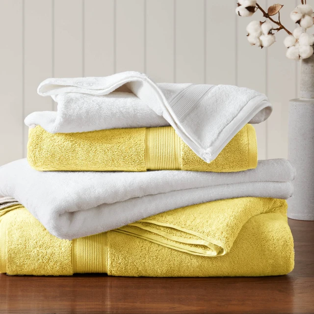 Alt view image 3 of 7 - 8 Piece Ultra Soft Cotton Absorbent Towel Set, Marigold, Yellow, Accessories