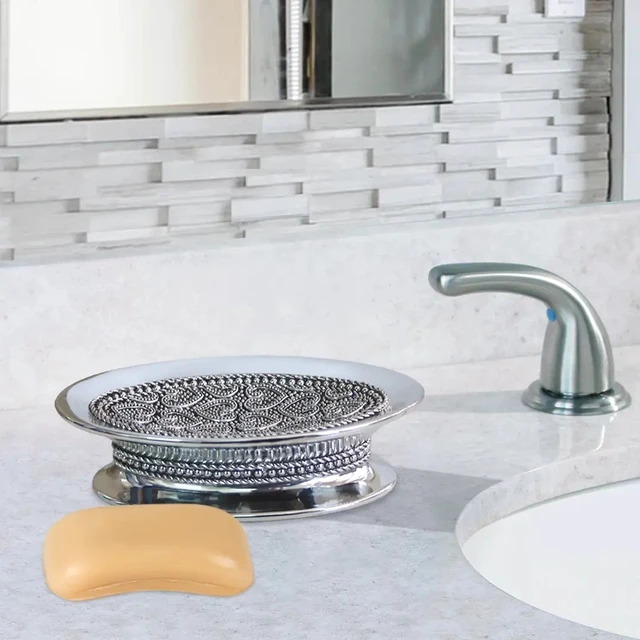 Alt view image 3 of 5 - Soap Dish for Counter, Shower and Kitchen Resin, Silver, Resin, Accessories