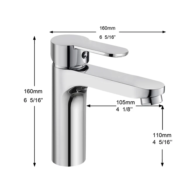 Alt view image 2 of 7 - Single Hole Faucet, Single Handle Vanity Basin Faucet, Chrome, Stainless Steel, Sink