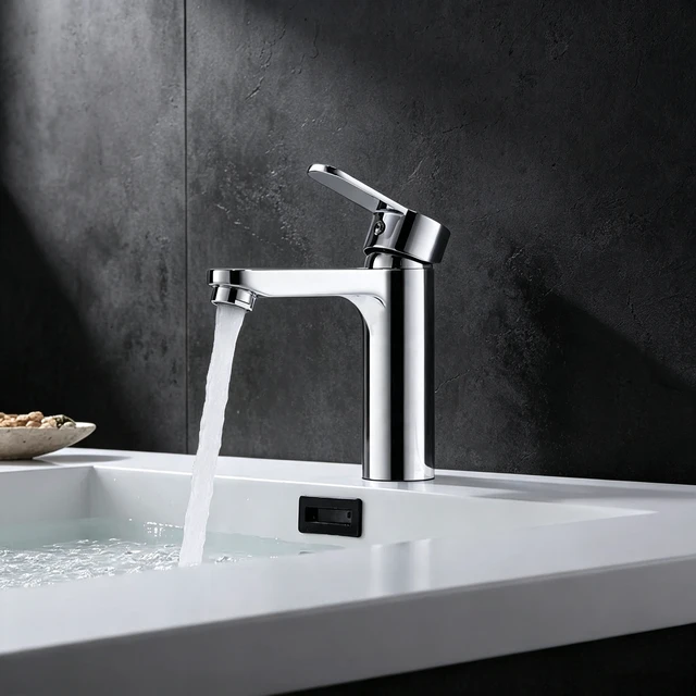 Alt view image 4 of 7 - Single Hole Faucet, Single Handle Vanity Basin Faucet, Chrome, Stainless Steel, Sink