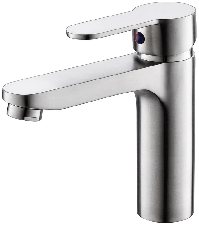 Main image of Single Hole Faucet, Single Handle Vanity Basin Faucet, Brushed Nickel, Stainless Steel, Sink