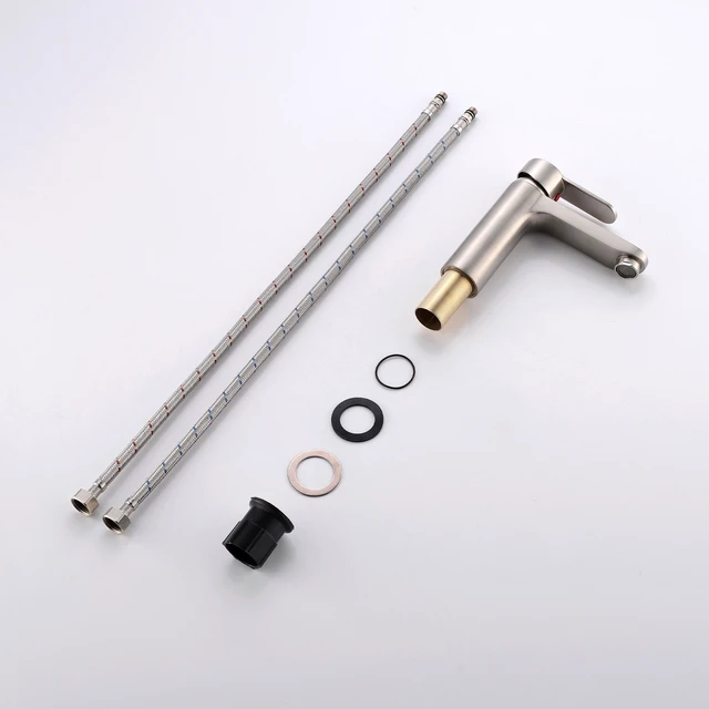 Alt view image 2 of 7 - Single Hole Faucet, Single Handle Vanity Basin Faucet, Brushed Nickel, Stainless Steel, Sink