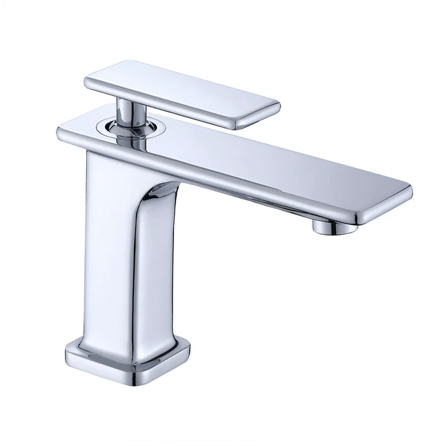 Main image of Single Hole Faucet, Single Handle Vanity Basin Faucet, Chrome, Stainless Steel, Sink