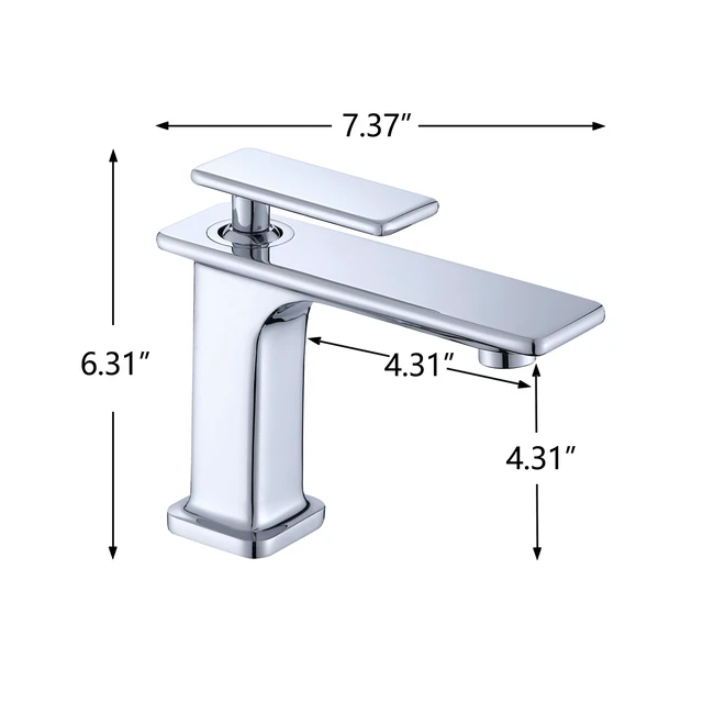 Alt view image 3 of 7 - Single Hole Faucet, Single Handle Vanity Basin Faucet, Chrome, Stainless Steel, Sink
